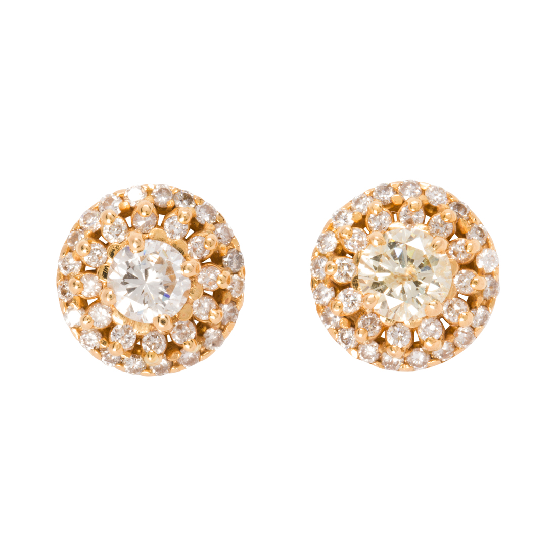 A PAIR OF DIAMOND AND 14K GOLD