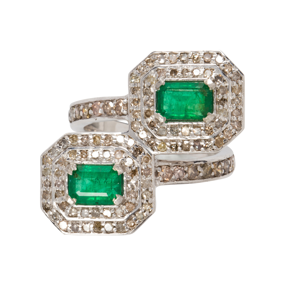 AN EMERALD DIAMOND AND STERLING 3cde8f