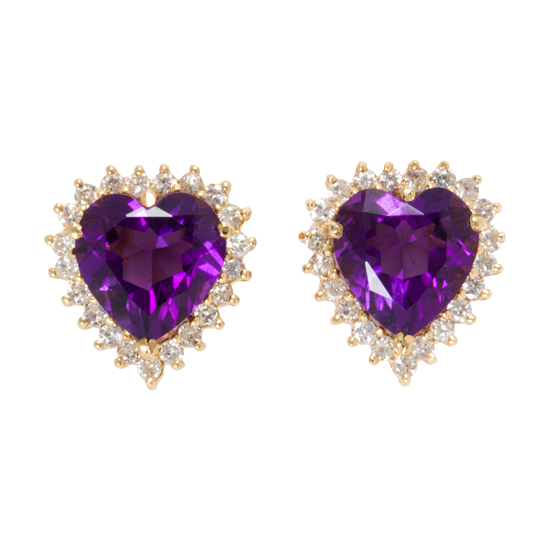 A PAIR OF AMETHYST, DIAMOND AND