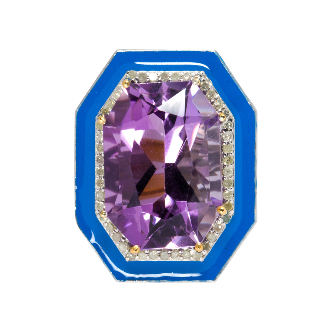 AN AMETHYST DIAMOND BLUE ENAMEL  3cdeb3