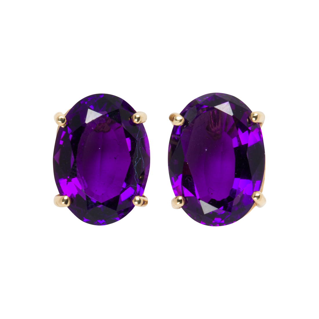 A PAIR OF AMETHYST AND 14K GOLD