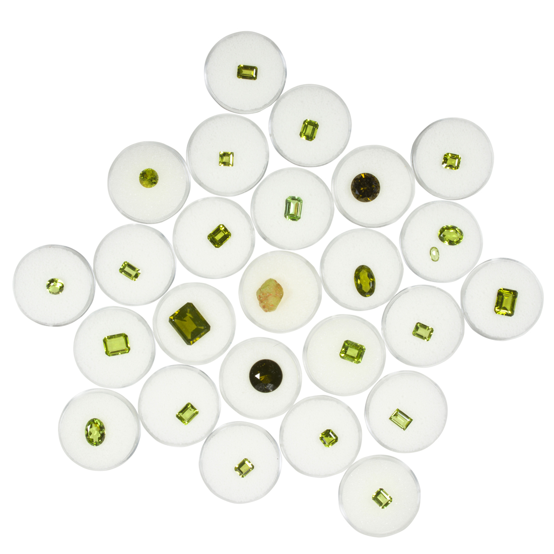 A GROUP OF UNMOUNTED PERIDOTS A