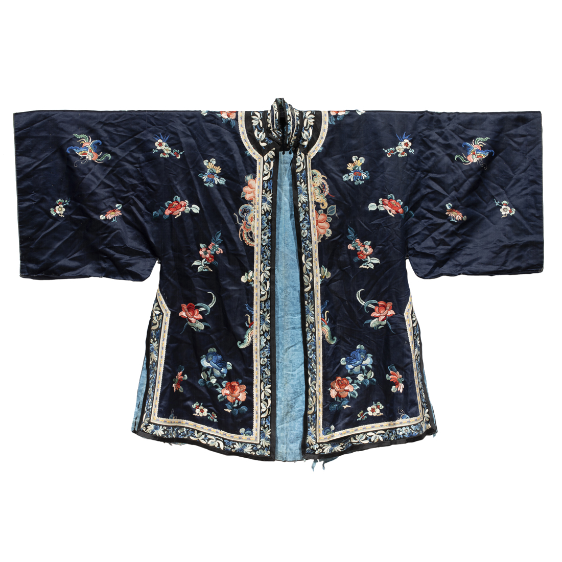 CHINESE EMBROIDERED BLUE-GROUND LADYS