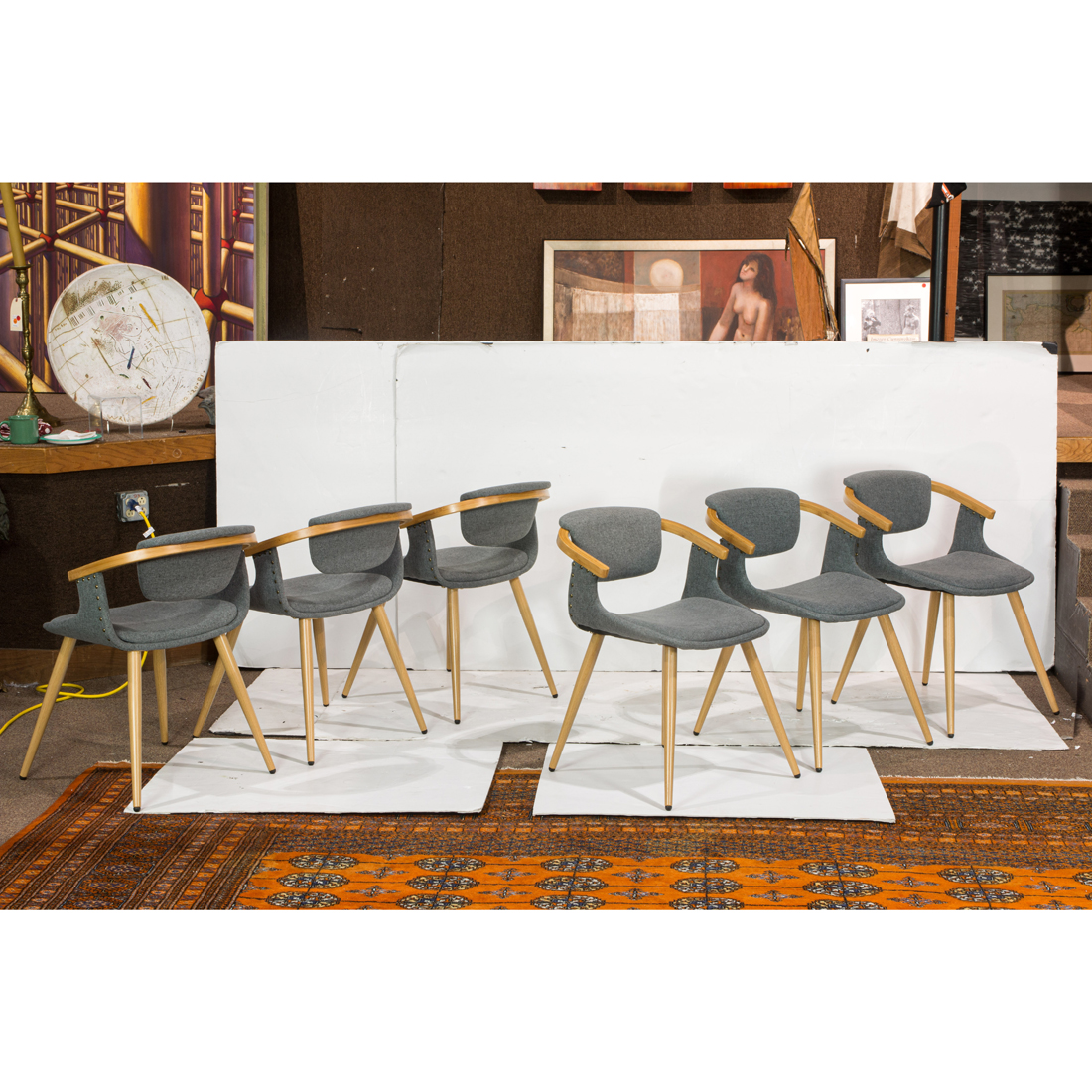 A SET OF SIX MODERN DARWIN UPHOLSTERED 3cdfd4