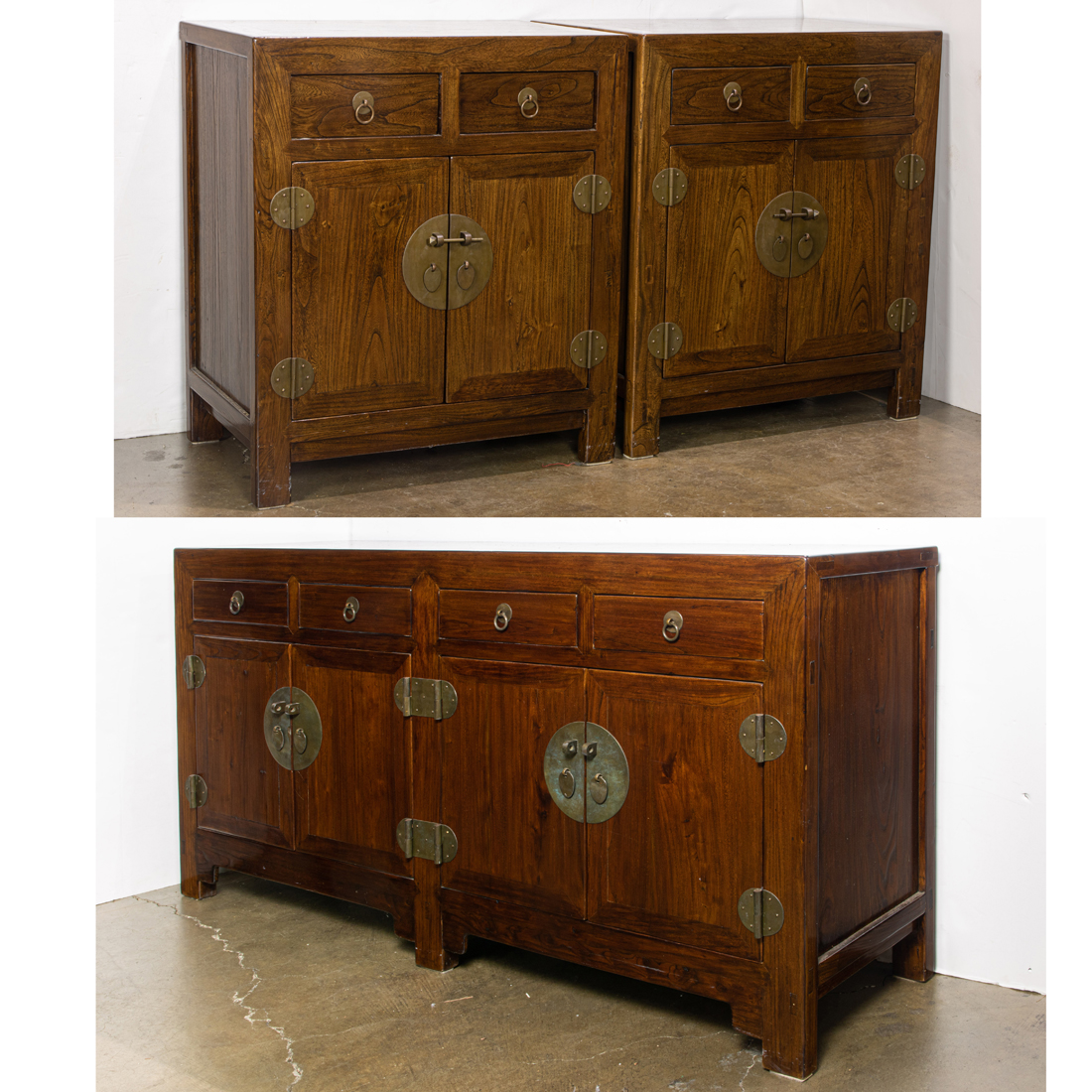 SET OF THREE CHINESE ELM CABINETS 3ce034