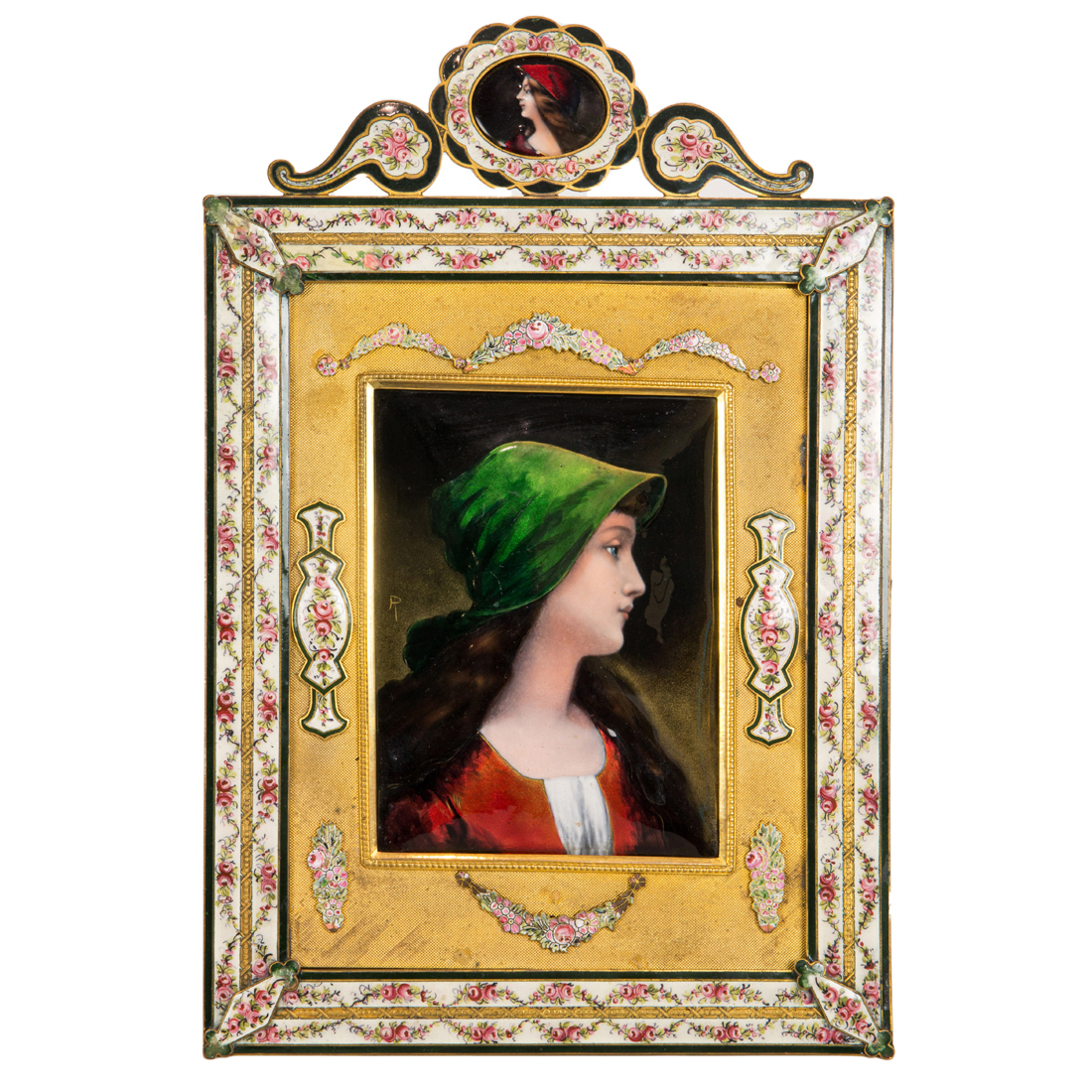 A LIMOGES ENAMEL PORTRAIT OF A 3ce076