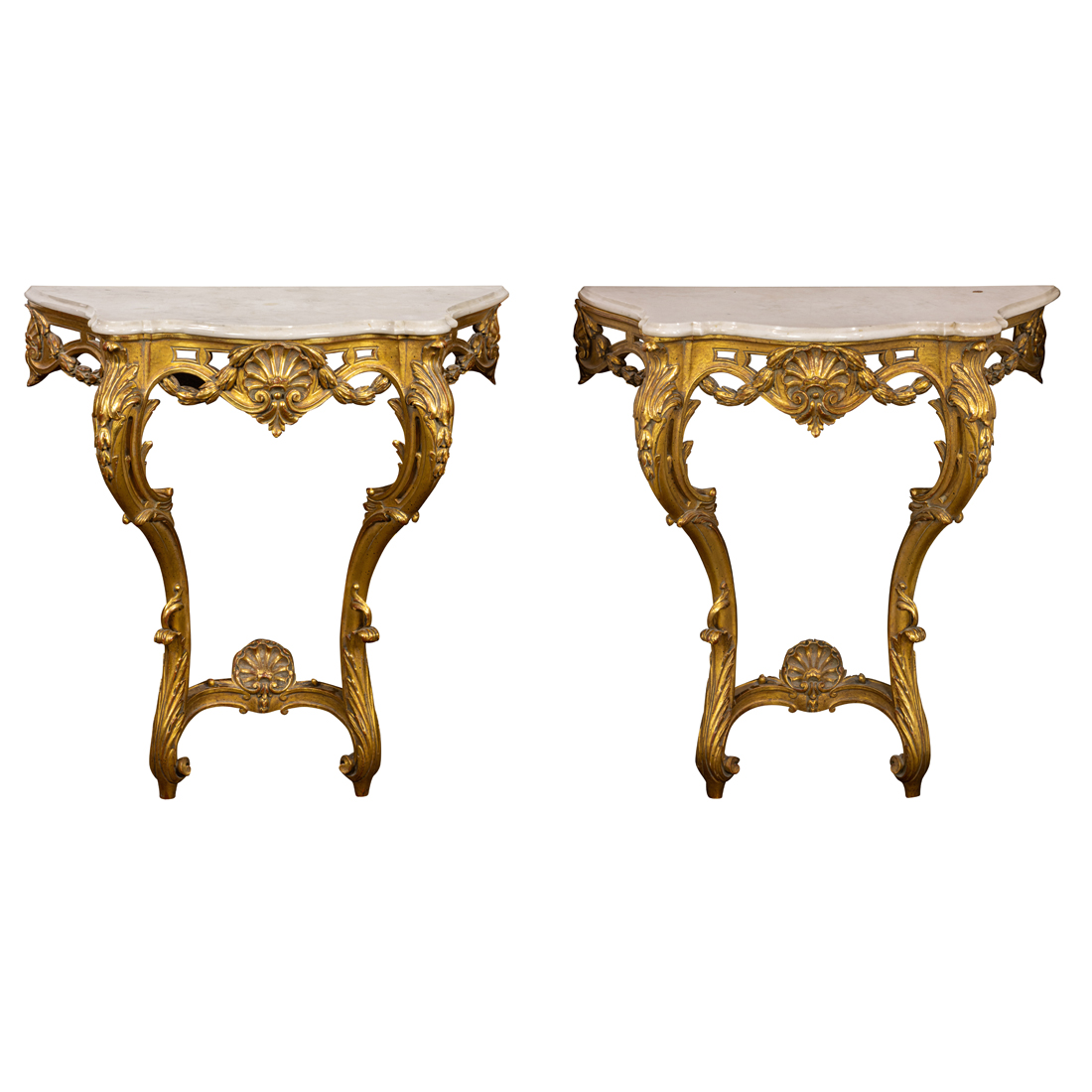 A PAIR OF ROCOCO STYLE GILTWOOD