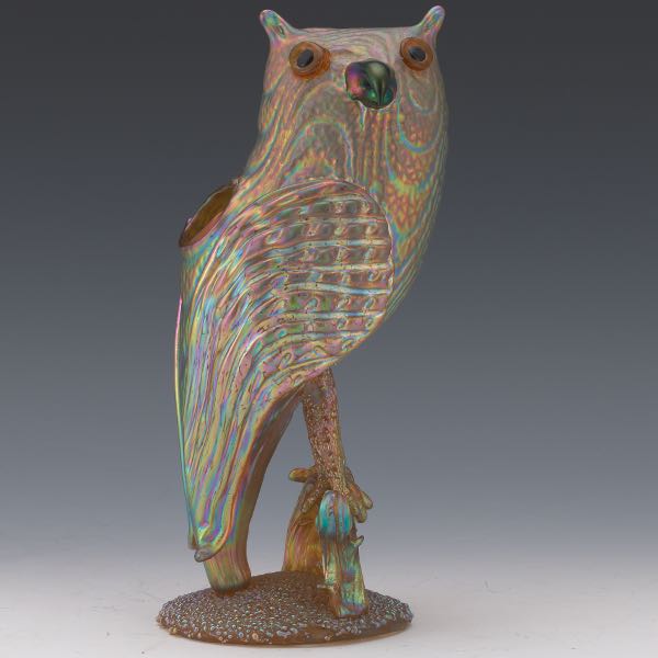 CZECH GLASS OWL VASE 10 x 5  3cbbb4