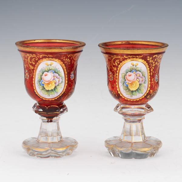 PAIR OF ANTIQUE BOHEMIAN RUBY RED  3cbbc6