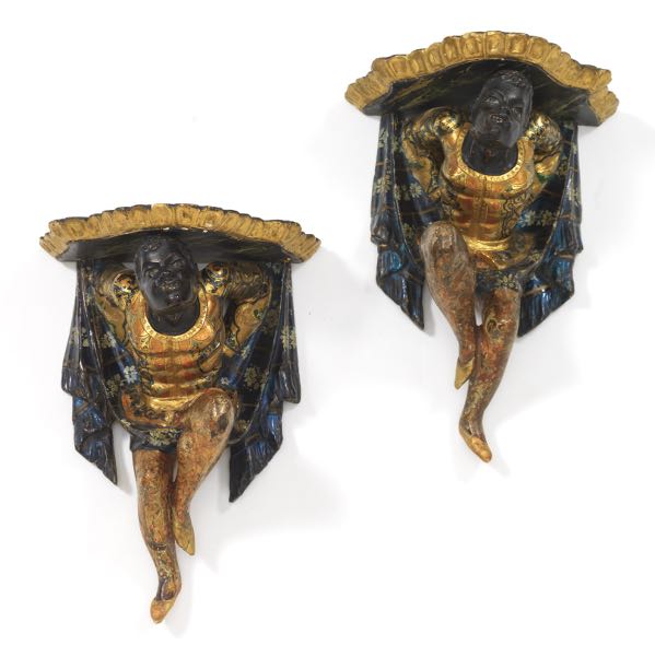 PAIR OF VENETIAN BLACKAMOOR FIGURAL