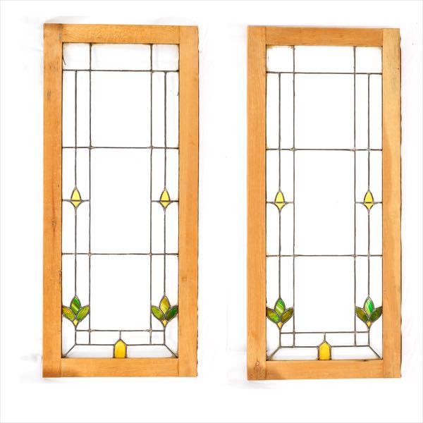 PAIR OF ARTS AND CRAFTS STYLE WINDOWS