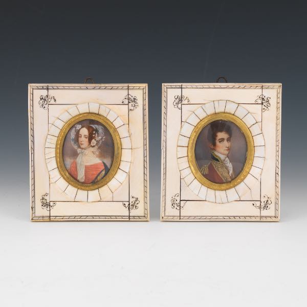 ANTIQUE TWO MINIATURE PORTRAITS