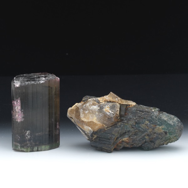 TWO TURMALINE MINERALS CRYSTALS