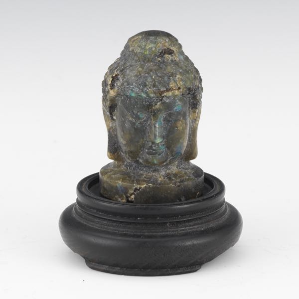 CHINESE LABRADORITE BUDDHA HEAD  3cbee8