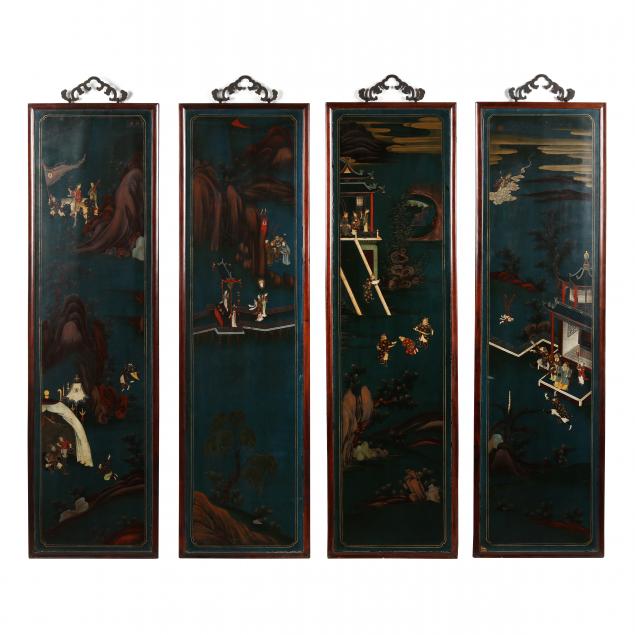 A SET OF FOUR CHINESE LACQUERED 3cbfc0