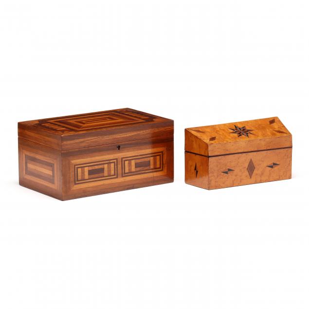 TWO ANTIQUE INLAID BOXES 19th century,