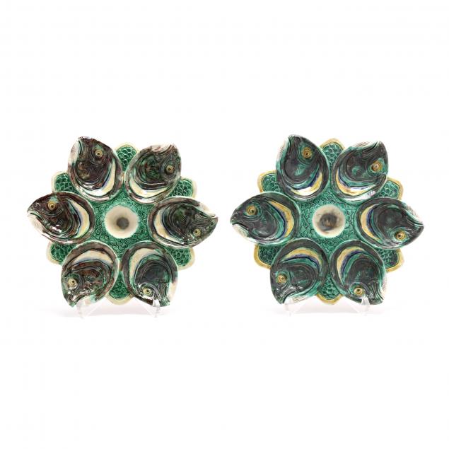 A PAIR OF MAJOLICA PALISSY OYSTER 3cc004