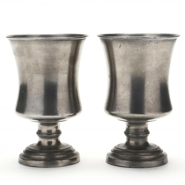 A PAIR OF PEWTER GOBLETS TAUNTON 3cc044