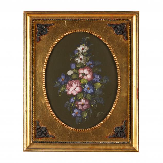 A VINTAGE FLORAL STILL LIFE PAINTING,