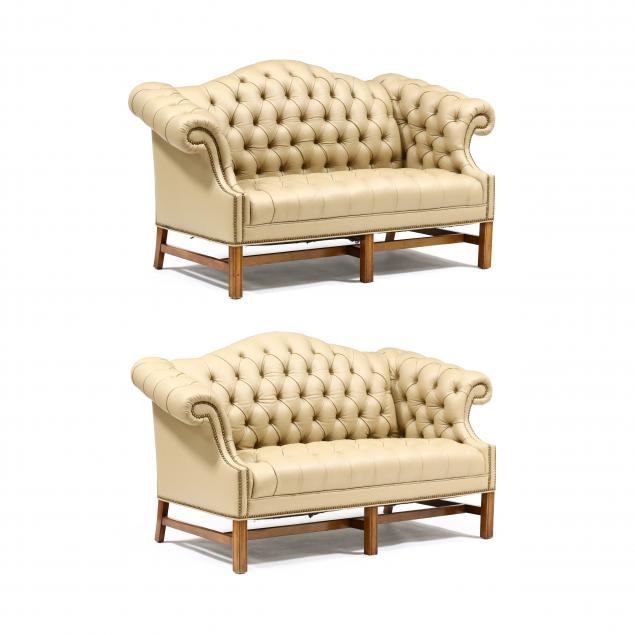 PAIR OF CHIPPENDALE STYLE TUFTED
