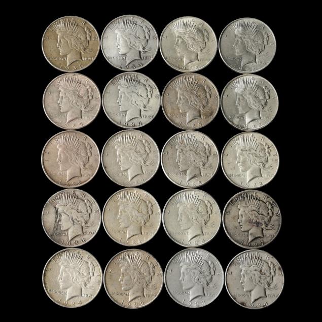 MIXED ROLL OF 20 PEACE DOLLARS  3cc15f
