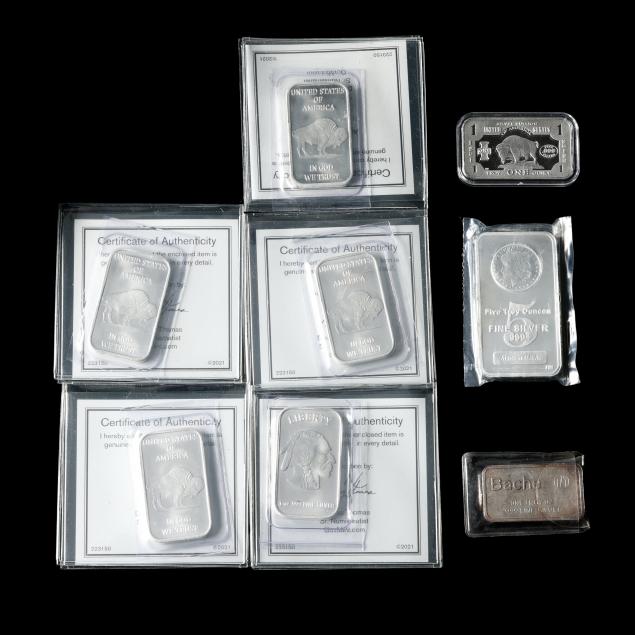 EIGHT .999 FINE SILVER BARS TOTALING