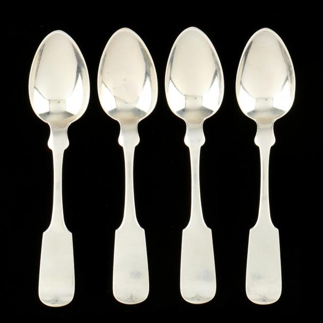 SET OF FOUR STERLING SILVER SPOONS,