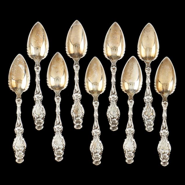 SET OF NINE WHITING LILY STERLING 3cc233