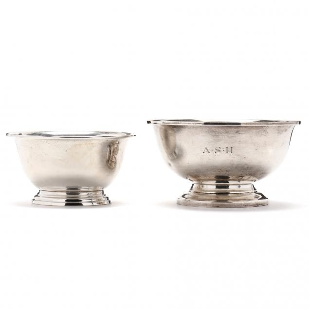 TWO STERLING SILVER SMALL REVERE 3cc28a