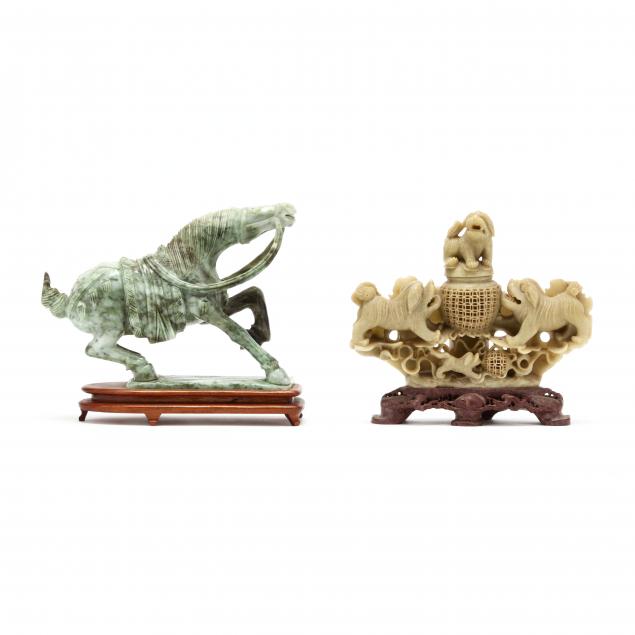 TWO CHINESE STONE CARVINGS 20th