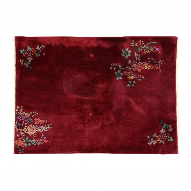 CHINESE FLORAL CARPET Wine red