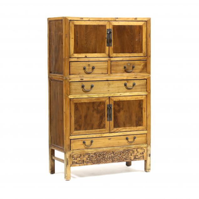 CHINESE TWO PART HARDWOOD CABINET