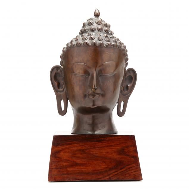 A LARGE THAI BRONZE BUDDHA HEAD 3cc2d4