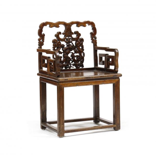 A CHINESE CARVED WOOD ARMCHAIR 3cc2ce