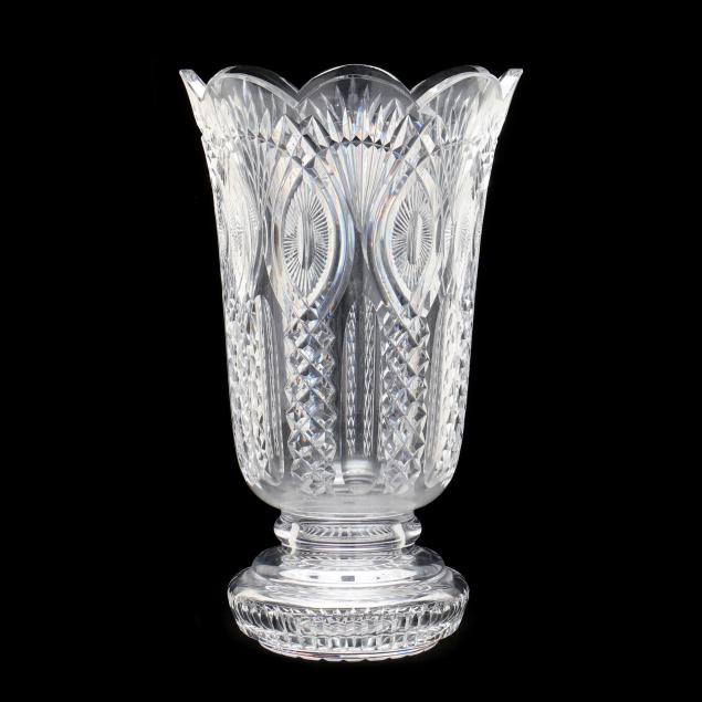 A LARGE WATERFORD CRYSTAL VASE, AFTER