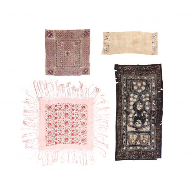 FOUR EMBROIDERED EASTERN TEXTILES The