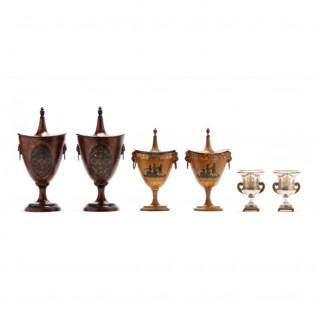 THREE PAIRS OF NEOCLASSICAL STYLE URNS