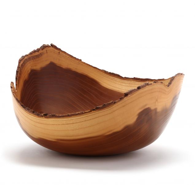 A LIVE EDGE TURNED WOOD BOWL BY