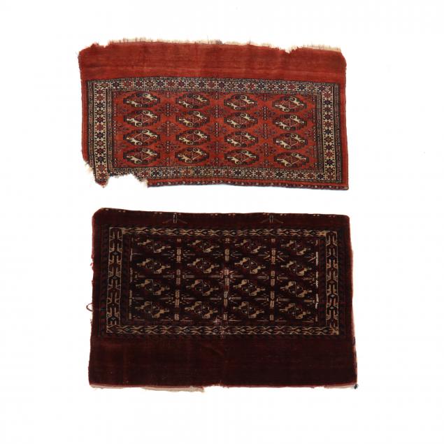 TWO TURKOMAN BAG FACES Wool, cotton,