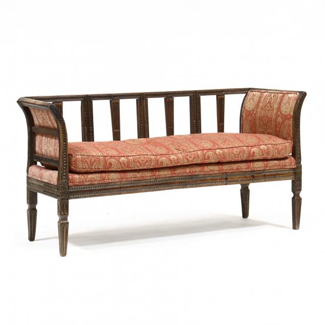 ANTIQUE ITALIAN CARVED WALNUT SOFA Circa