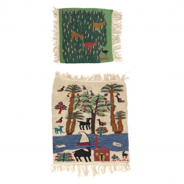 TWO HARRANIA EGYPT TAPESTRY WEAVINGS 3cc616