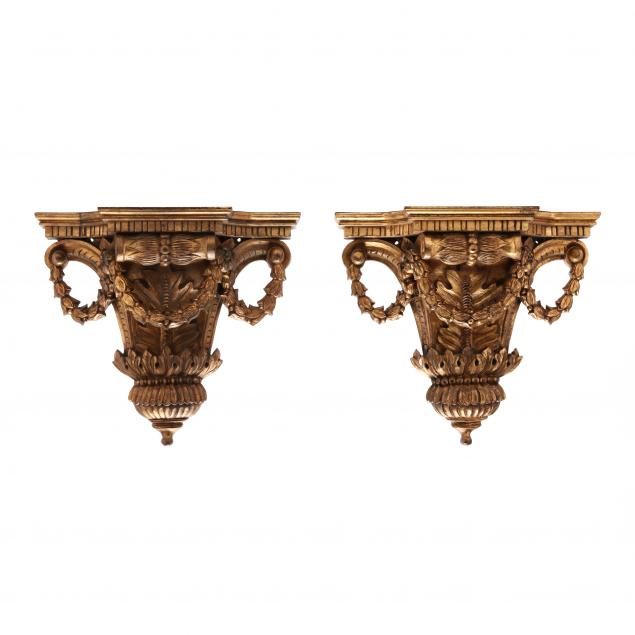 PAIR OF ROCOCO STYLE GILTWOOD WALL 3cc631