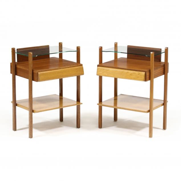 PAIR OF DANISH MODERN GLASS TOP 3cc686