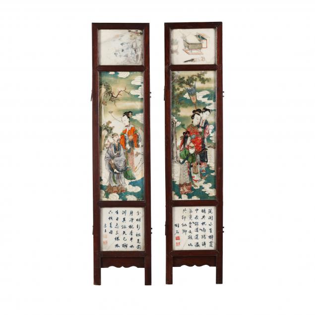 A PAIR OF WOODEN SCREEN PANELS 3cc6d7