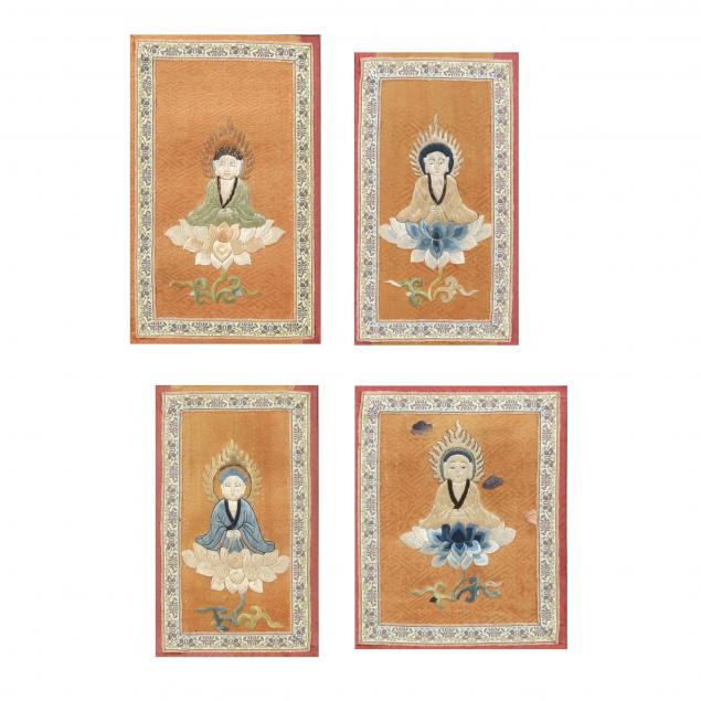 FOUR CHINESE SILK EMBROIDERY PANELS