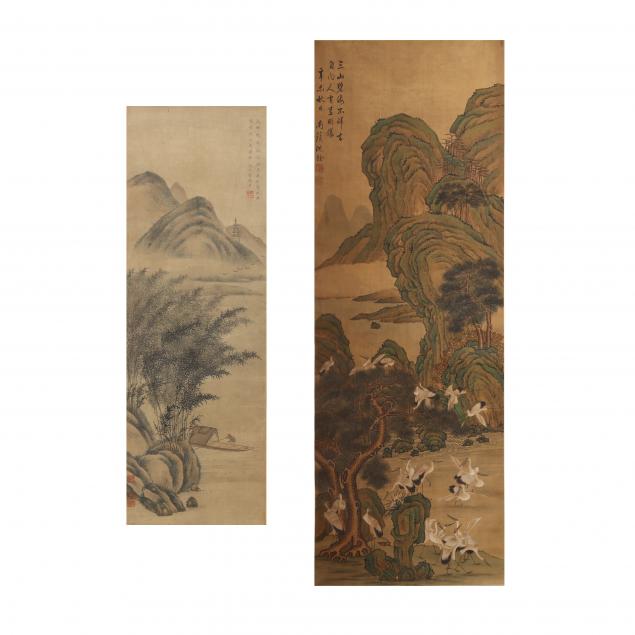 TWO CHINESE HANGING SCROLL LANDSCAPE 3cc712
