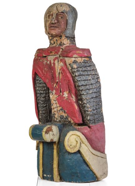 A 19TH C. JOINED WOOD SHIP'S FIGUREHEAD