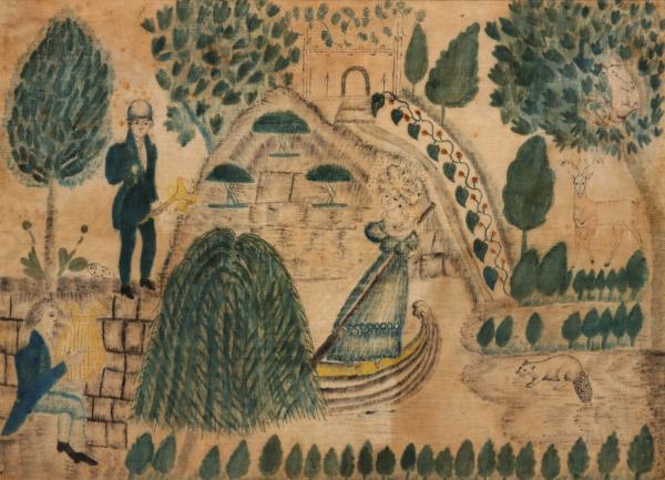 EARLY 19TH C. FOLK ART WATERCOLOR