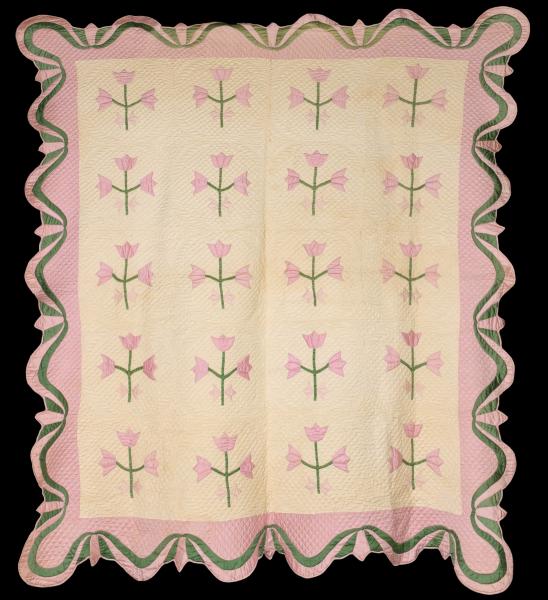 ANTIQUE TULIP APPLIQUE QUILT IN 3cc8c7