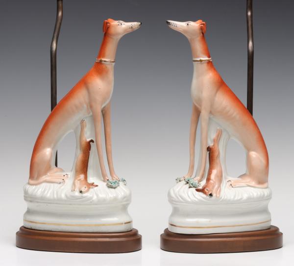 A PAIR 19C. STAFFORDSHIRE POTTERY